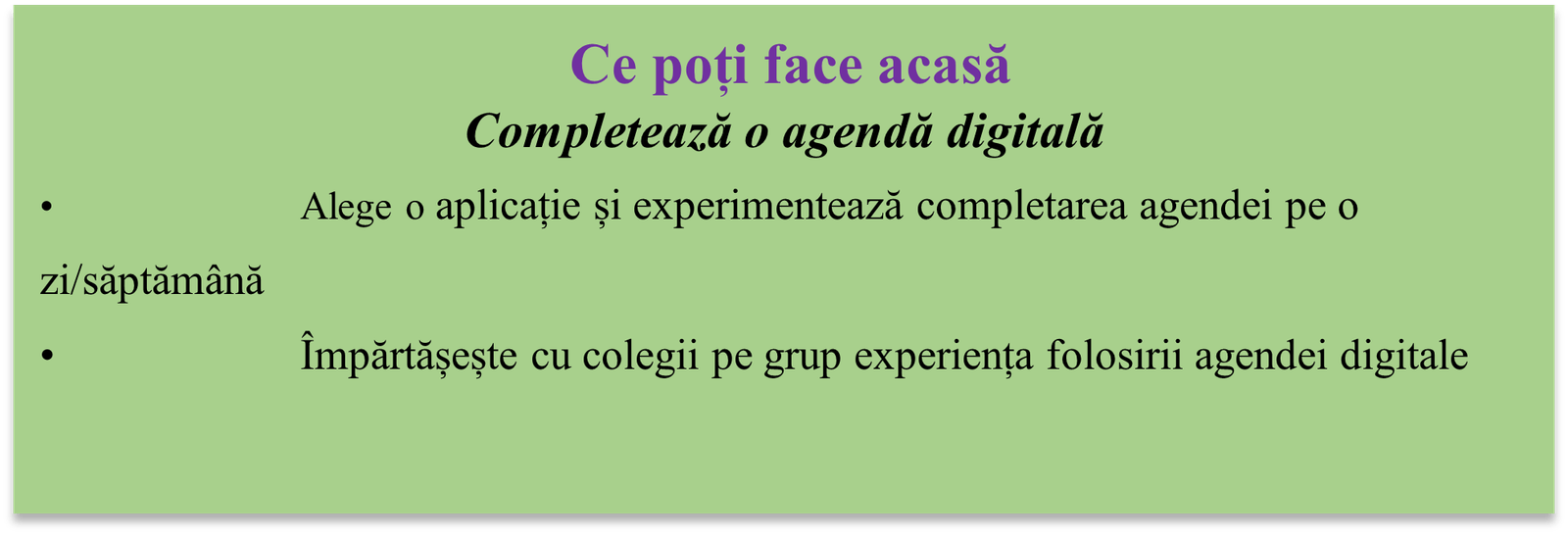 Completează o agendă digitală