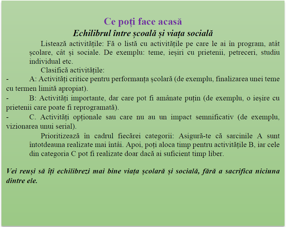 Echilibrul între școală și viața socială