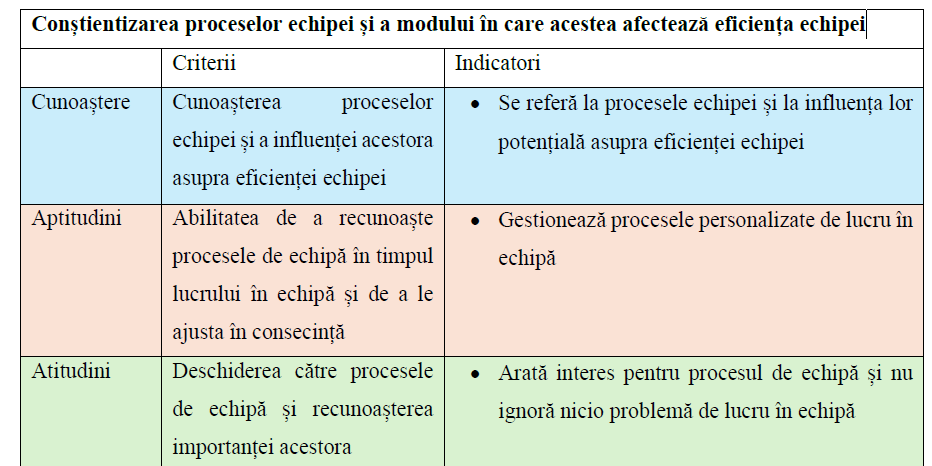 Conștientizarea proceselor echipei și a modului în care acestea afectează eficiența echipei Conștientizarea proceselor echipei și a modului în care acestea afectează eficiența echipei